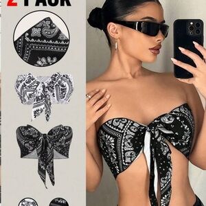 Black and White Bandana Print Tube Top